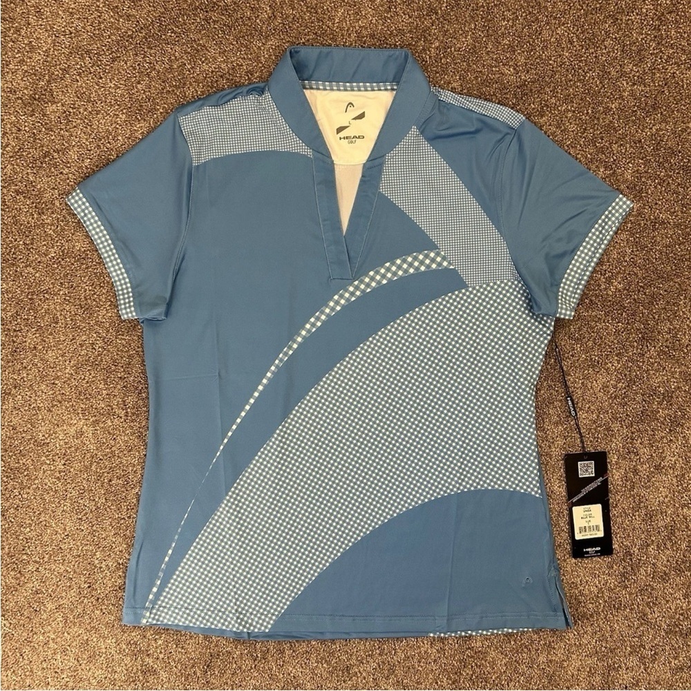 Head Golf Women's Linda Top Blue Short Sleeves V-Neck Size L - Large - NWT $65 - Picture 2 of 13